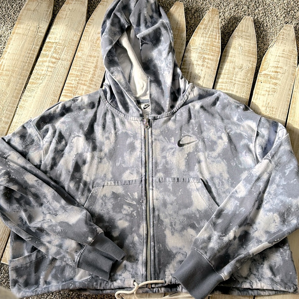 Nike Womens CloudBlue Tiedye Icon Slash Zippered Hoodie Size Large